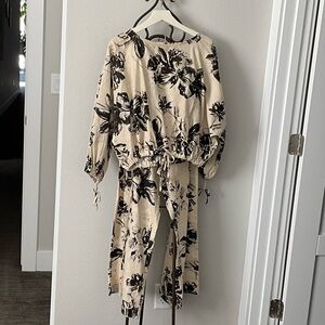 Floral Beige and Black Jumpsuit women